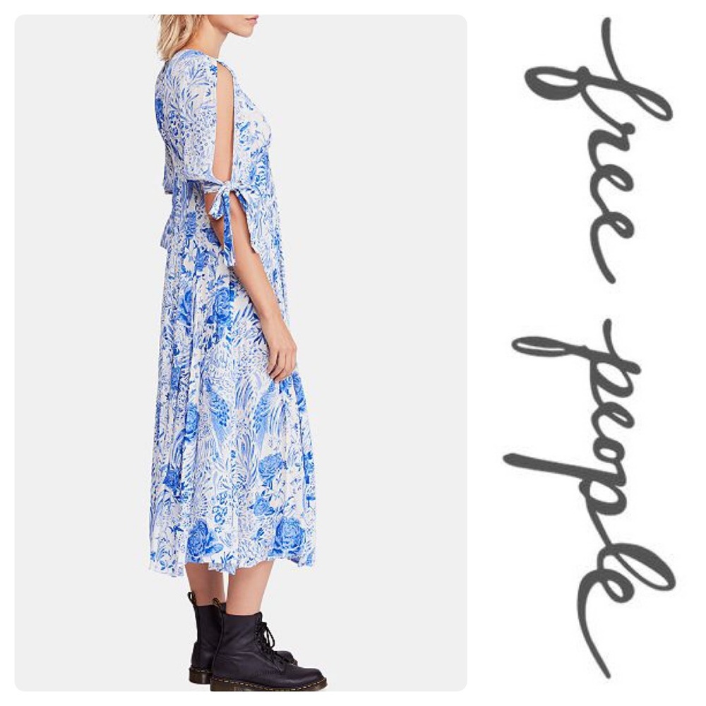 Free People Forever Always Printed Tie-Cuff Dress - Picture 4 of 8
